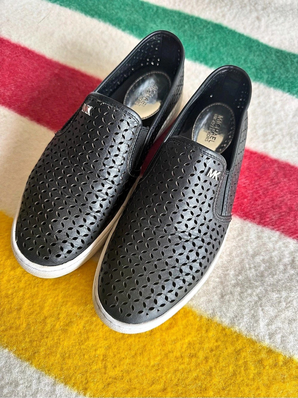 Michael Kors Keaton Perforated Leather Slip-On Sneaker Black